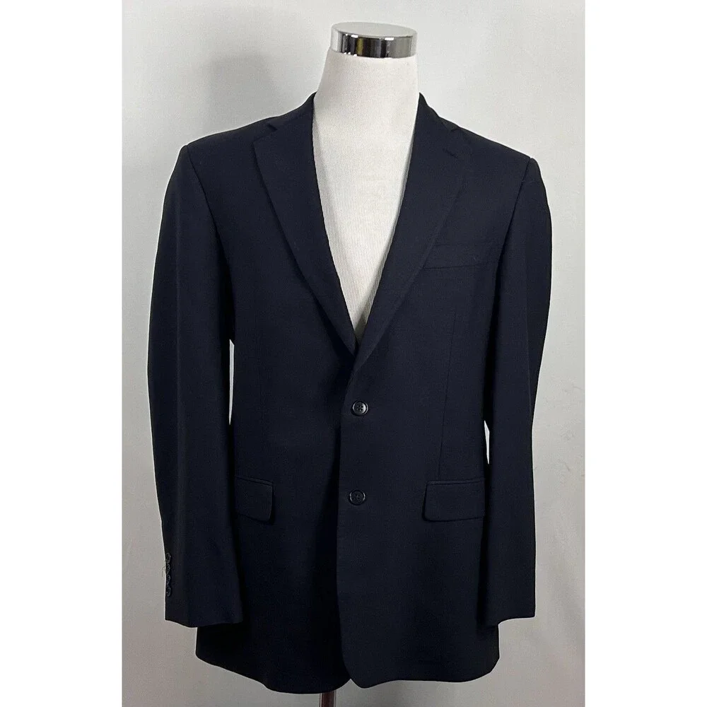 Brooks Brothers 346 42L Stretch Sport Coat Wool blend Navy Blue Two Button - Picture 2 of 8